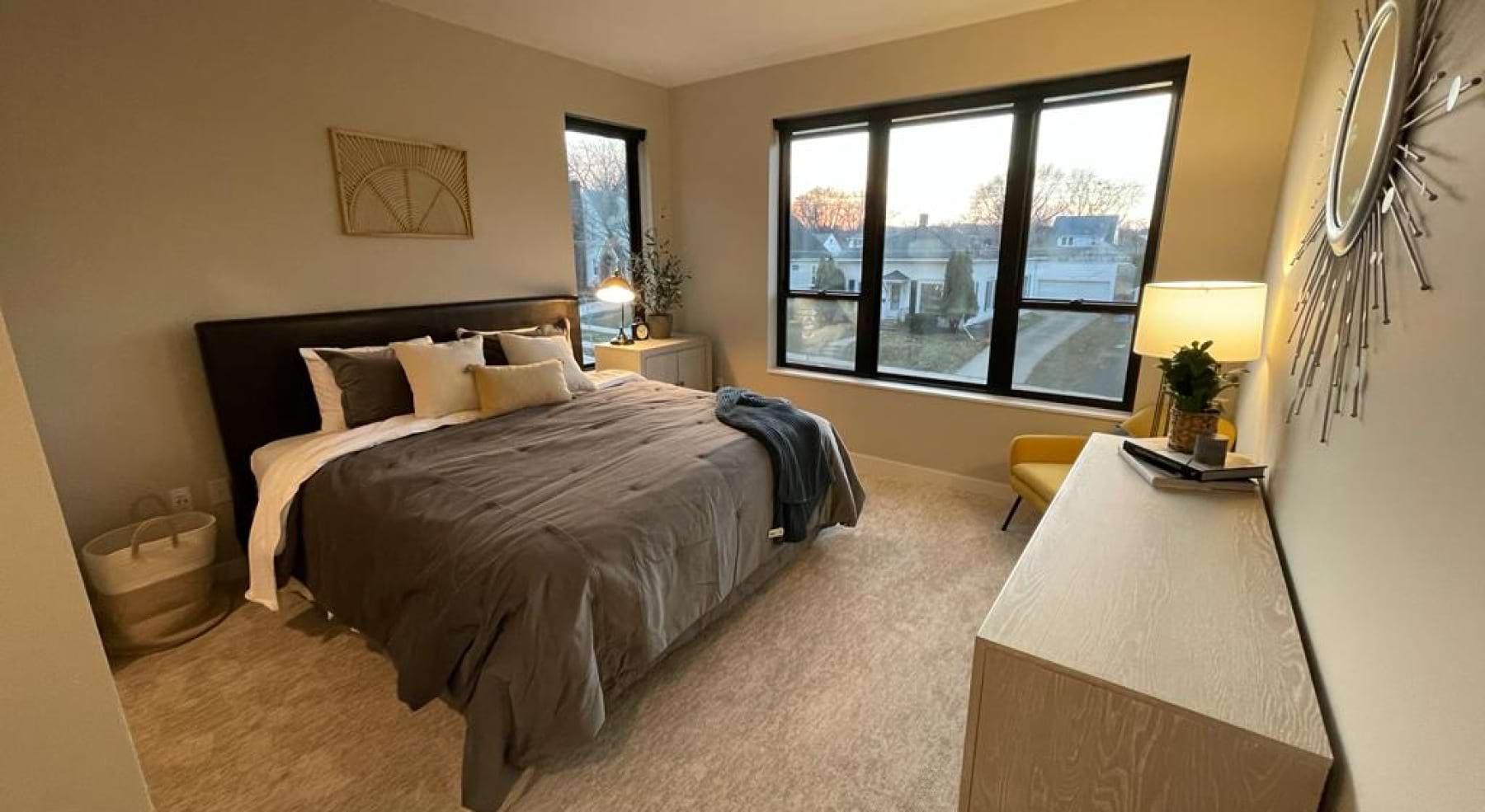 bedroom with a bed dresser and window