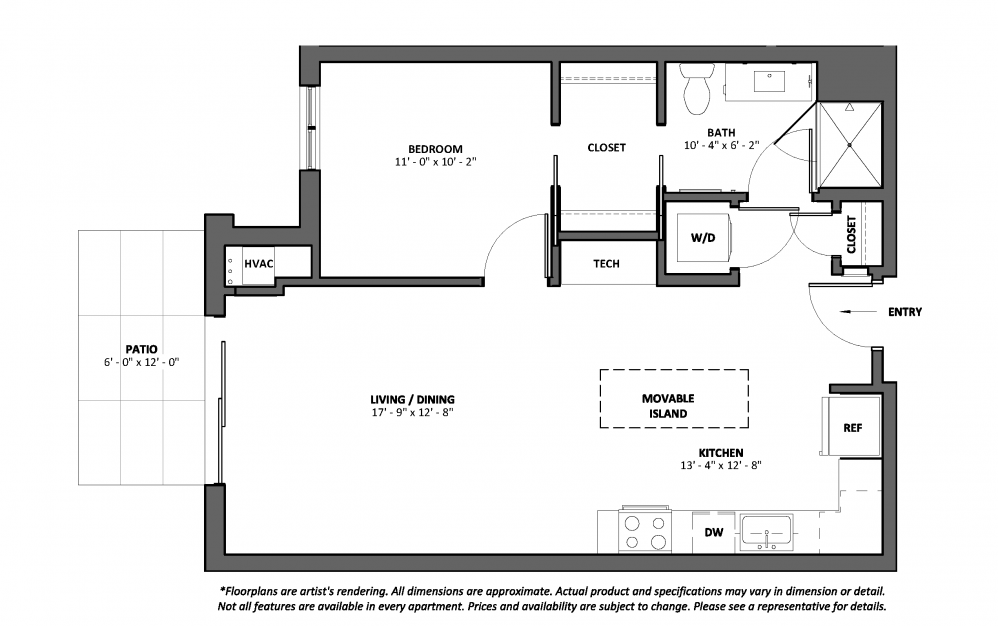 Bolero - Patio | Available studio, one, two, and three bedroom