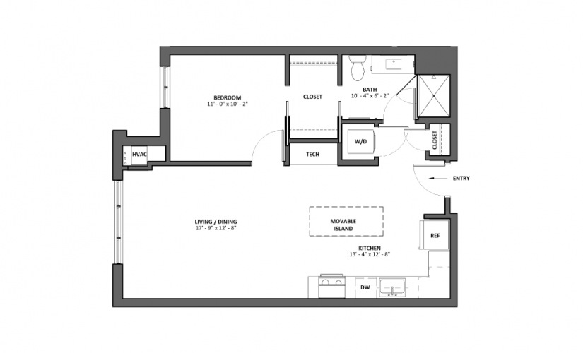 Bolero - 1 bedroom floorplan layout with 1 bathroom and 734 square feet