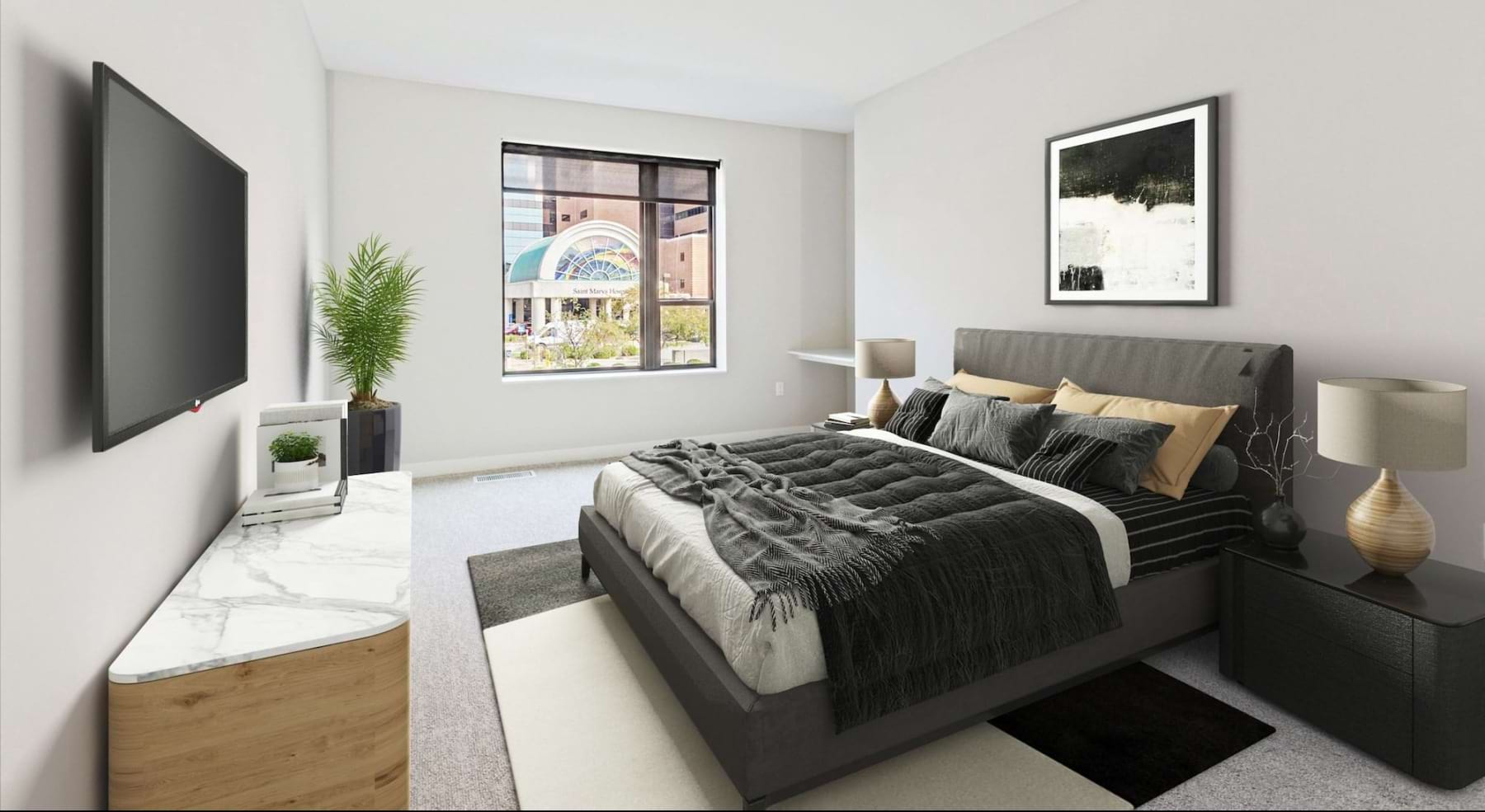 bedroom with a bed and a dresser