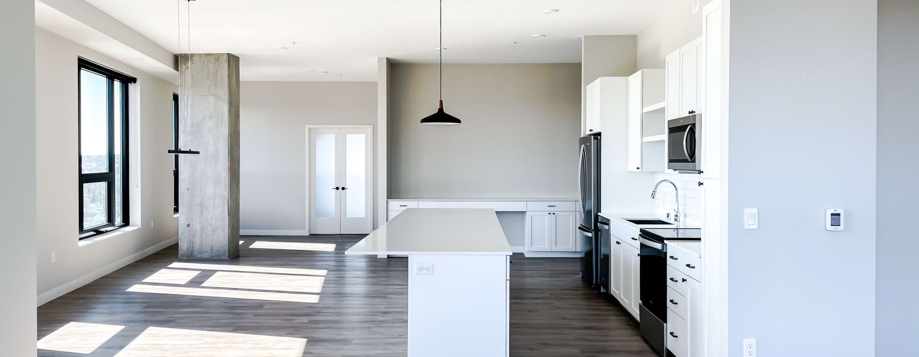 kitchen with white cabinets