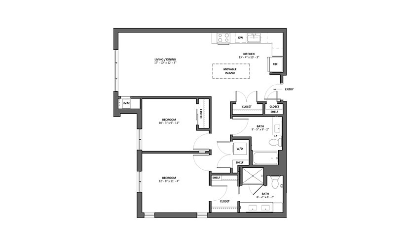 Cornetta 2 Bed 2 Bath Floorplan