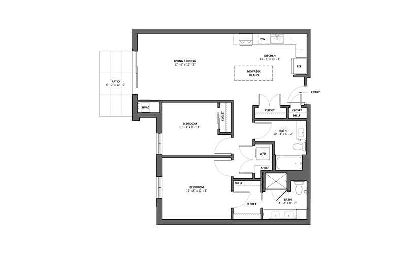 Cornetta P 2 Bed 2 Bath Floorplan