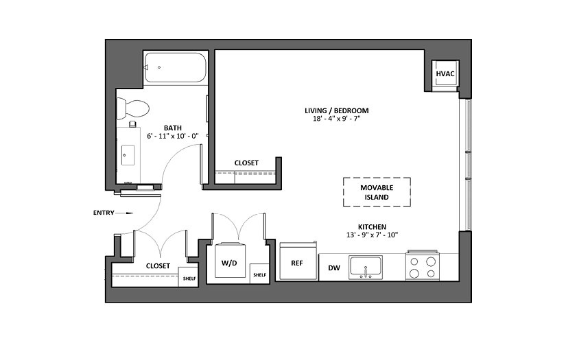 Allegro Studio 1 Bath Floorplan