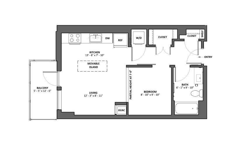 Accelerando 3 Studio 1 Bath Floorplan