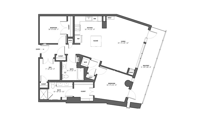 Chorale 2 Bed 2 Bath Floorplan