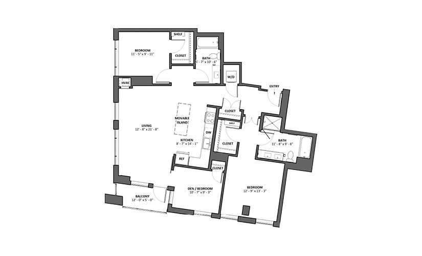 Carezzando 2 Bed 2 Bath Floorplan