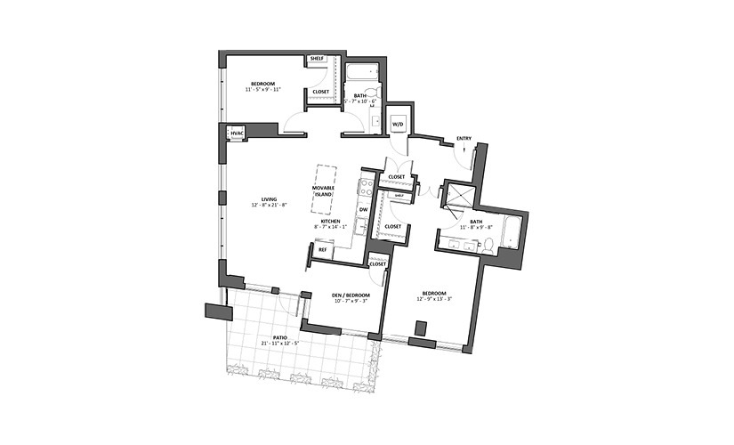 Carezzando P 2 Bed 2 Bath Floorplan