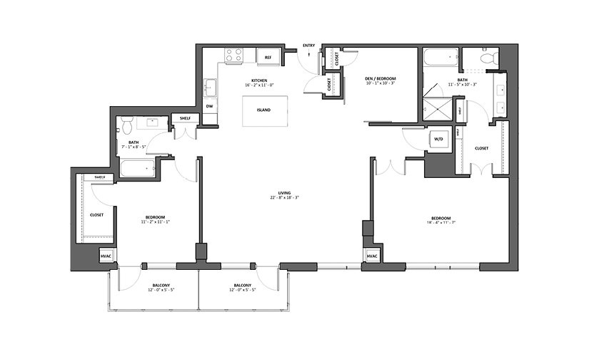 Corista 2 Bed 2 Bath Floorplan